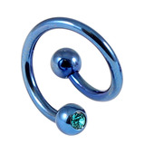 Titanium Double Jewelled Spirals 1.6mm (Coloured metal) 10mm, Blue, Turquoise