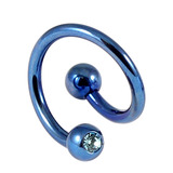 Titanium Double Jewelled Spirals 1.6mm (Coloured metal) 12mm, Blue, Light Blue