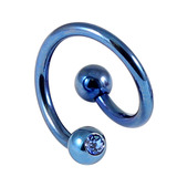 Titanium Double Jewelled Spirals 1.6mm (Coloured metal) 12mm, Blue, Sapphire Blue