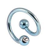 Titanium Double Jewelled Spirals 1.6mm (Coloured metal) 12mm, Ice Blue, Crystal Clear