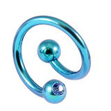 Titanium Double Jewelled Spirals 1.6mm (Coloured metal) 12mm, Turquoise, Sapphire Blue