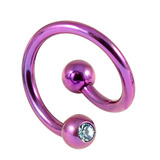 Titanium Double Jewelled Spirals 1.6mm (Coloured metal) 12mm, Purple, Light Blue