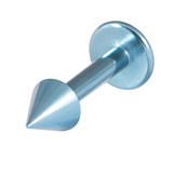 Titanium Coned Labrets 1.6mm 1.6mm, 10mm, Ice Blue