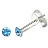 Silver Crystal Studs ST1 - ST2 - ST3 ST3, 2.5mm, 1 Pair Light Blue