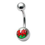 Steel Logo Belly Bars - Pictures 1.6mm, 10mm, Welsh Dragon