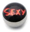 Steel Logo Balls - Words Sexy (Red on Black)
