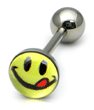 Steel Logo Tongue Bars (8mm Disk) 1.6mm, 14mm, Cheeky