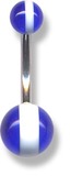 Acrylic Stripey Blue Balls and Belly Bars - SKU 5416
