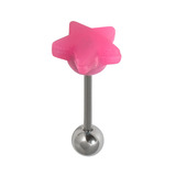 Steel Barbell with Silicone Cover - Star 1.6mm, 14mm, 6mm, Fuchsia