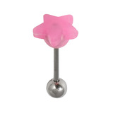 Steel Barbell with Silicone Cover - Star 1.6mm, 14mm, 6mm, Pink