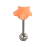 Steel Barbell with Silicone Cover - Star 1.6mm, 14mm, 6mm, Orange