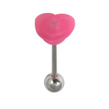 Steel Barbell with Silicone Cover - Heart 1.6mm, 14mm, 6mm, Fuchsia
