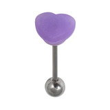Steel Barbell with Silicone Cover - Heart 1.6mm, 14mm, 6mm, Purple