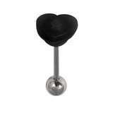 Steel Barbell with Silicone Cover - Heart 1.6mm, 14mm, 6mm, Black