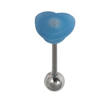 Steel Barbell with Silicone Cover - Heart 1.6mm, 14mm, 6mm, Blue