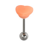 Steel Barbell with Silicone Cover - Heart 1.6mm, 14mm, 6mm, Orange