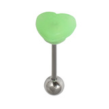 Steel Barbell with Silicone Cover - Heart 1.6mm, 14mm, 6mm, Green