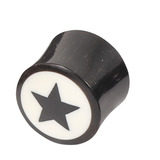 Organic Horn Plug with Black Star on White (HP2) - SKU 5722