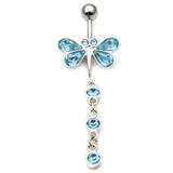 Belly Bar - Butterfly (XA82) 1.6mm, 10mm, Light Blue