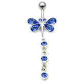 Belly Bar - Butterfly (XA82) 1.6mm, 10mm, Sapphire Blue