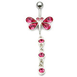 Belly Bar - Butterfly (XA82) 1.6mm, 10mm, Pink