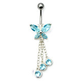 Belly Bar - Butterfly (XA86) 1.6mm, 10mm, Light Blue