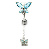Belly Bar - Butterfly (XA88) 1.6mm, 10mm, Light Blue