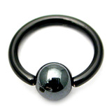Black Titanium BCRs with a Hematite Bead 1.2mm, 8mm, 4mm