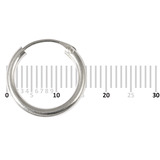 Sterling Silver Hoops - Earrings H1-H20 H13:- Piercing Gauge 0.7mm. Perceived Gauge 2.0mm. Internal Diameter 12.5mm. (1 PAIR)