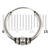 Sterling Silver Hoops - Earrings H25-H30 H29:-Piercing Gauge 0.6mm. Perceived Gauge 1.6mm. Internal Diameter 11mm. (1 PAIR)