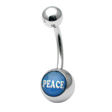 Steel Logo Belly Bars - Words Peace