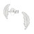 Sterling Silver Floating Feather Ear Stud Earrings - SKU 63981