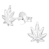 Sterling Silver Ganja Ear Stud Earrings - SKU 64111