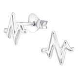 Sterling Silver Heartbeat Ear Stud Earrings - SKU 64137