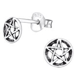 Sterling Silver Pentagram Ear Stud Earrings ES136 Pentagram - 1 Pair with an Organza bag