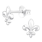 Sterling Silver Fleur De Lis Ear Stud Earrings ES138 - SKU 64262