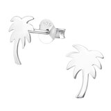 Sterling Silver Palm Tree Ear Stud Earrings - SKU 64296
