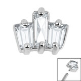 Steel Claw Set CZ 3 Jewelled Baguette Fan for Internal Thread shafts in 1.2mm - SKU 66622