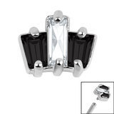 Steel Claw Set CZ 3 Jewelled Baguette Fan for Internal Thread shafts in 1.2mm - SKU 66626