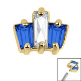 Steel Claw Set CZ 3 Jewelled Baguette Fan for Internal Thread shafts in 1.2mm - SKU 66630