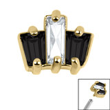 Steel Claw Set CZ 3 Jewelled Baguette Fan for Internal Thread shafts in 1.2mm - SKU 66631