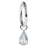 Titanium Hinged Segment Ring with Titanium Jewelled Pear Drop Charm - SKU 66707
