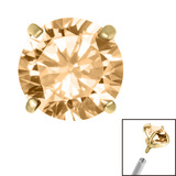 Gold Plated Titanium (PVD) Claw Set Round CZ Jewel for Internal Thread shafts in 1.2mm - SKU 66778