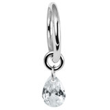 Titanium Hinged Segment Ring with Titanium Floating Teardrop Gem Charm - SKU 66852