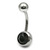 Steel Jewelled Belly Bar -  6mm - SKU 6688