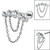 Titanium Internally Threaded Labrets 1.2mm - Titanium Double Chain Floating 5 Jewelled Curve - SKU 66901
