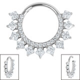 Titanium Verity Princess Jewelled Hinged Clicker Ring - SKU 66935