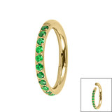 Gold Plated Titanium (PVD) 1.2mm Pave Set Jewelled Edge Hinged Clicker Ring - SKU 66946