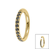 Gold Plated Titanium (PVD) 1.2mm Pave Set Jewelled Edge Hinged Clicker Ring - SKU 66948