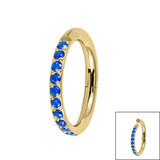 Gold Plated Titanium (PVD) 1.2mm Pave Set Jewelled Edge Hinged Clicker Ring - SKU 66949
